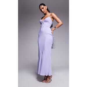 NEW! Princess Polly 'Emily' Lace Trim Fishtail Maxi Dress in LILAC (10)